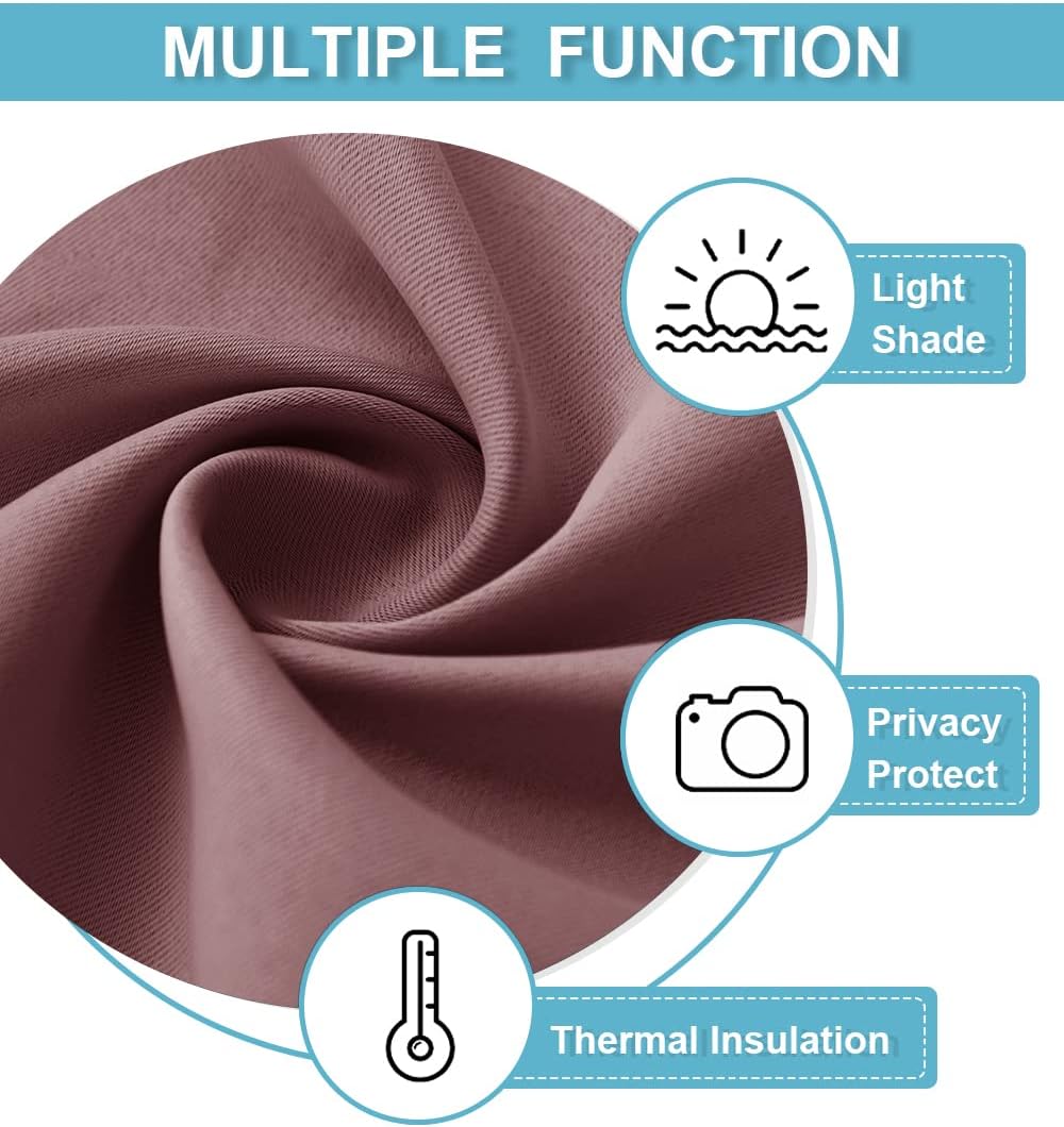 RYB HOME Small Curtains Blackout - Privacy Energy Efficiency Mini Curtains for Kids Bedroom RV Camper Windows Trailer Bathroom Kitchen Cabinet Window Tiers, W 29 x L 36, Dusty Rose, 2 Panels