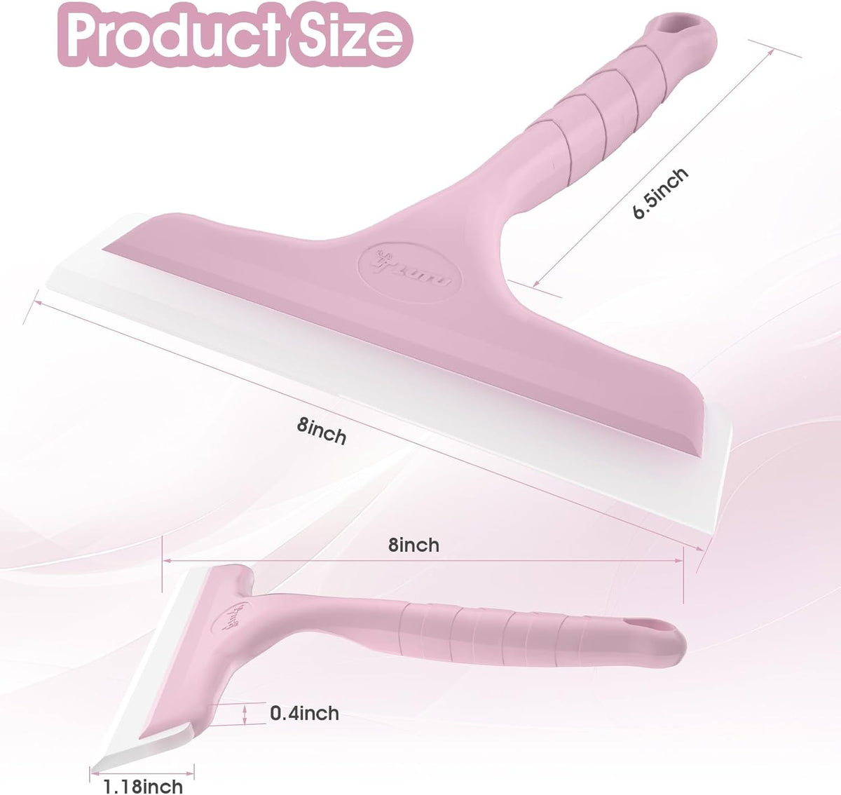 Shower Squeegee for Glass Doors, Bathroom Squeegee for Shower, Mini Window Squeegee, Home Bathroom Silicone Cleaner Tool, Suitable for Bathroom, Kitchen, Tile, Mirror, Car Glass, 8in Rose Pink