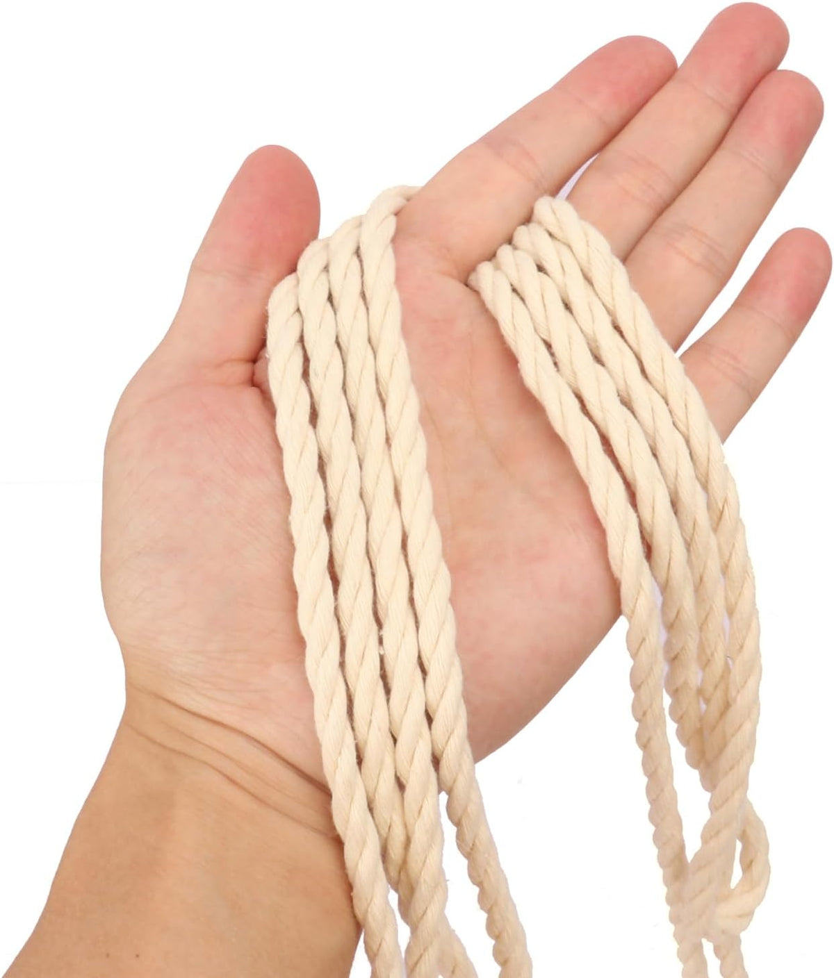 1/4 Inch Diameter White Cotton Rope 328 Feet Rope Composed of Four Strands of Cotton Rope, Soft and Thin Rope for Crafts, Clothesline and Home Interior Decoration