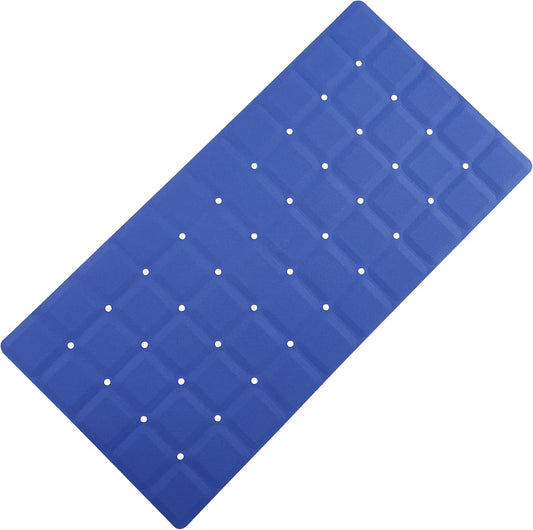 Foldable Silicone Bathtub Mat: Jumbo Size Heavy Duty Safety Bath Mat for Tub Without Suction Cups Non Slip Bath & Shower Mat for Textured, Reglazed, Refinished Tub (Navy Blue, 35.8 x 17.7)