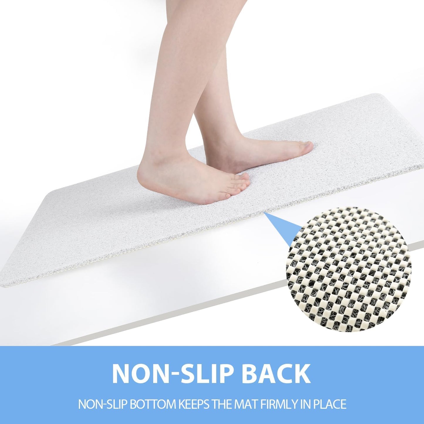 Non-Slip Bathtub Mat, Anti Slip Shower Mat, Fast Drying Bathtub Mats, Foot Scrubber Mat, Anti Slip Mat for Tub, Floor, Bathroom, Kitchen, Home, Hotel (White 32"×17")