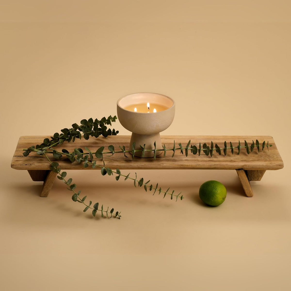 New BLUEME Wellness Candle Wax Refill, Contains Essential Oil, Sustainable, Hand Finished, Hand Poured, Premium, Luxury Ceramic, Natural Cotton Wick (24oz, Eucalyptus & Lime)