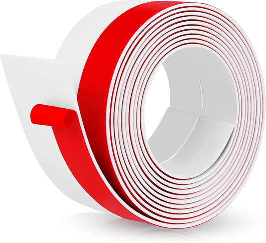 Weather Stripping Door Draft Stopper Flexible Self Adhesive Silicone Door Seal Strip for Glass Doors Windows and Shower Glass Gaps, 2 Inch Wide X 40 Feet Long, White