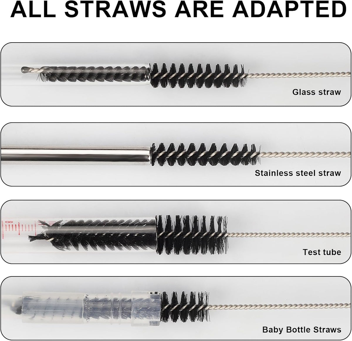 Straw Cleaner Brush Set, 12 Pieces Botthle Cleaning Brush and Nylon Tube Brush Brush, 11.8 Inch Long Cleaning Brush Kit for Water Bottle, Straws on Tumbler, Sippy Cup, Tea Pot Spout