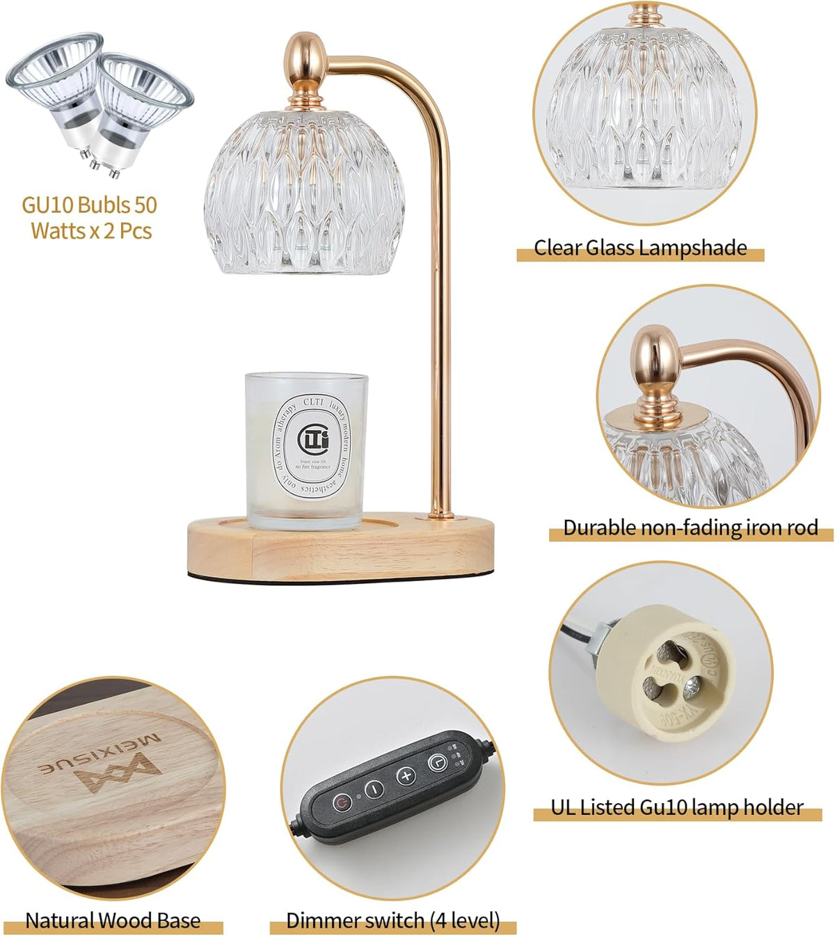 Candle Warmer Lamp with Timer and Dimmer,Flameless Electric Wax Melt Warmer for Jar Candles With 2 Bulbs,House Warming Gifts,Mother's Day/Birthday/Christmas Gifts For Mom/Wife,Home Decor Lamp