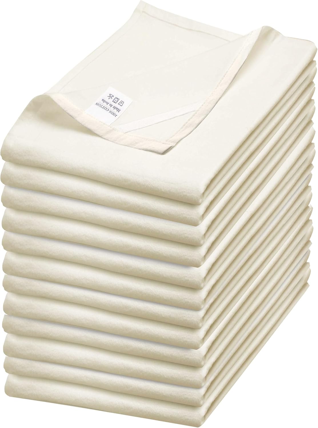 WHITEWRAP Flour Sack Towels| Tea Towel for Crafts| Kitchen Dish Cotton Blank Towel for Embroidery|Baking Bread Proofing Linen Cover| Thick Absorbent Quick Dry|12 Pack 15"x25" Natural