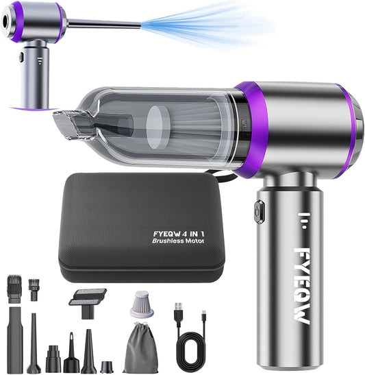 Mini Cordless Handheld Car Vacuum Cleaner/Air Duster/Blower/Hand Pump, 21000 PA High Power Brushless Motor, Portable Keyboard Vacuum Cleaner with Multi-Nozzles for Home, Office, Computer(Purple)