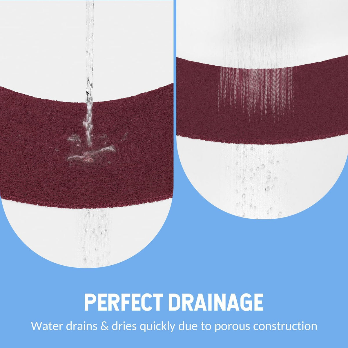 Non-Slip Bathtub Mat, Anti Slip Shower Mat, Fast Drying Bathtub Mats, Foot Scrubber Mat, Anti Slip Mat for Tub, Floor, Bathroom, Kitchen, Home, Hotel (Wine Red 24"×24")