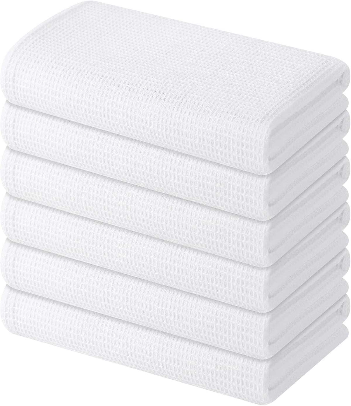 Homaxy 100% Cotton Waffle Weave Kitchen Towels - 6 Pack Soft and Absorbent Dish Towels - 16 x 26 Inches Quick Dry Hand Towels - White