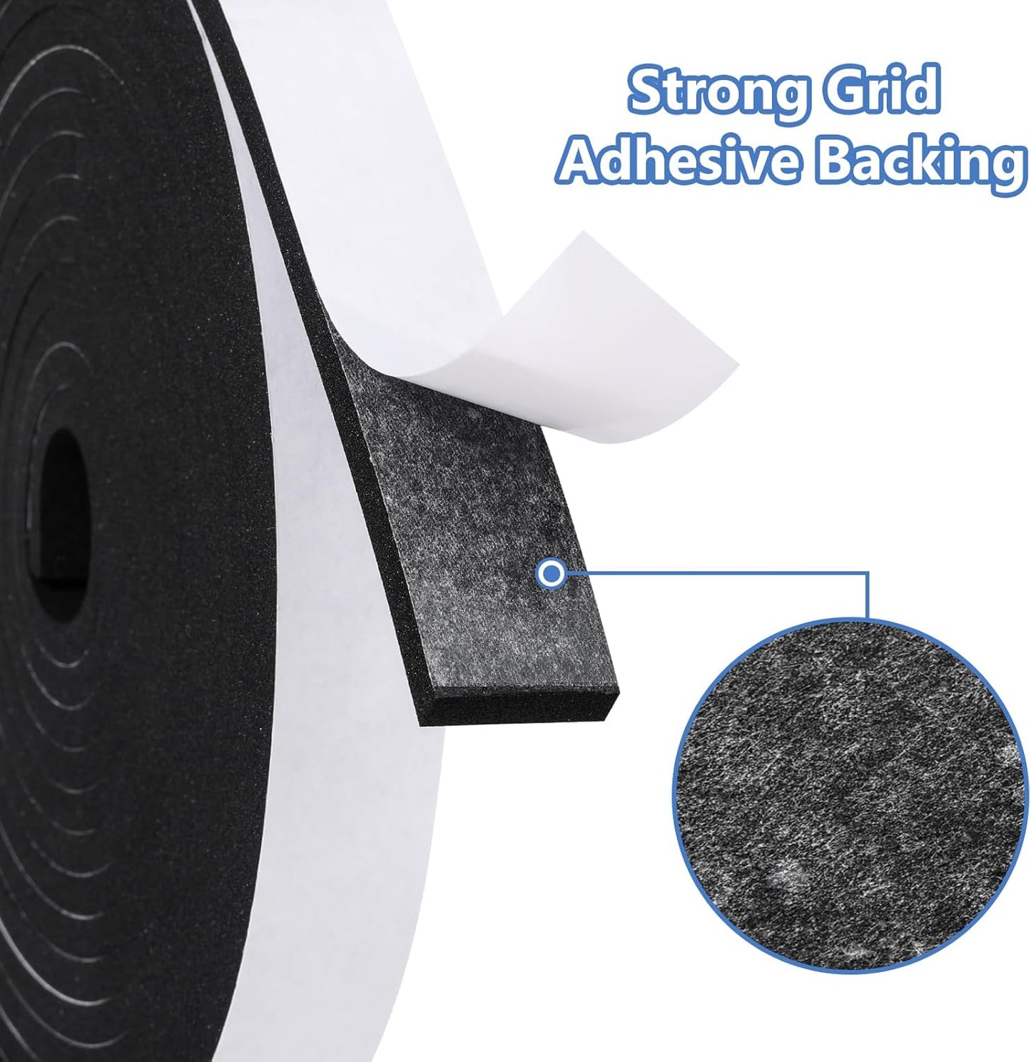 Weather Stripping Door Seal Strip (3/5 Inch X 1/8 Inch X 26Feet), Strong Adhesive, Lightproof, Soundproof, Weatherproof Foam Tape Insulation for Sliding Door, Front Door Frame, Windows- Black