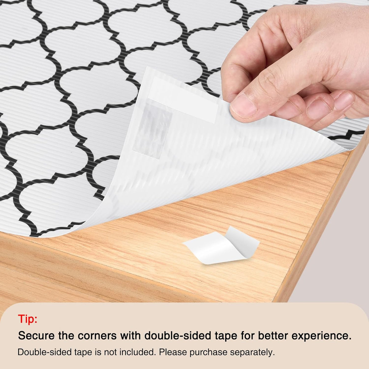 Glotoch Non Slip Shelf Liner 24 Inch Wide, Non Adhesive Drawer Liner, Waterproof Shelf Liners for Kitchen Cabinets/Refrigerator/Wire Shelving/Bathroom/Pantry-Heavy Duty, Durable, White Quatrefoil