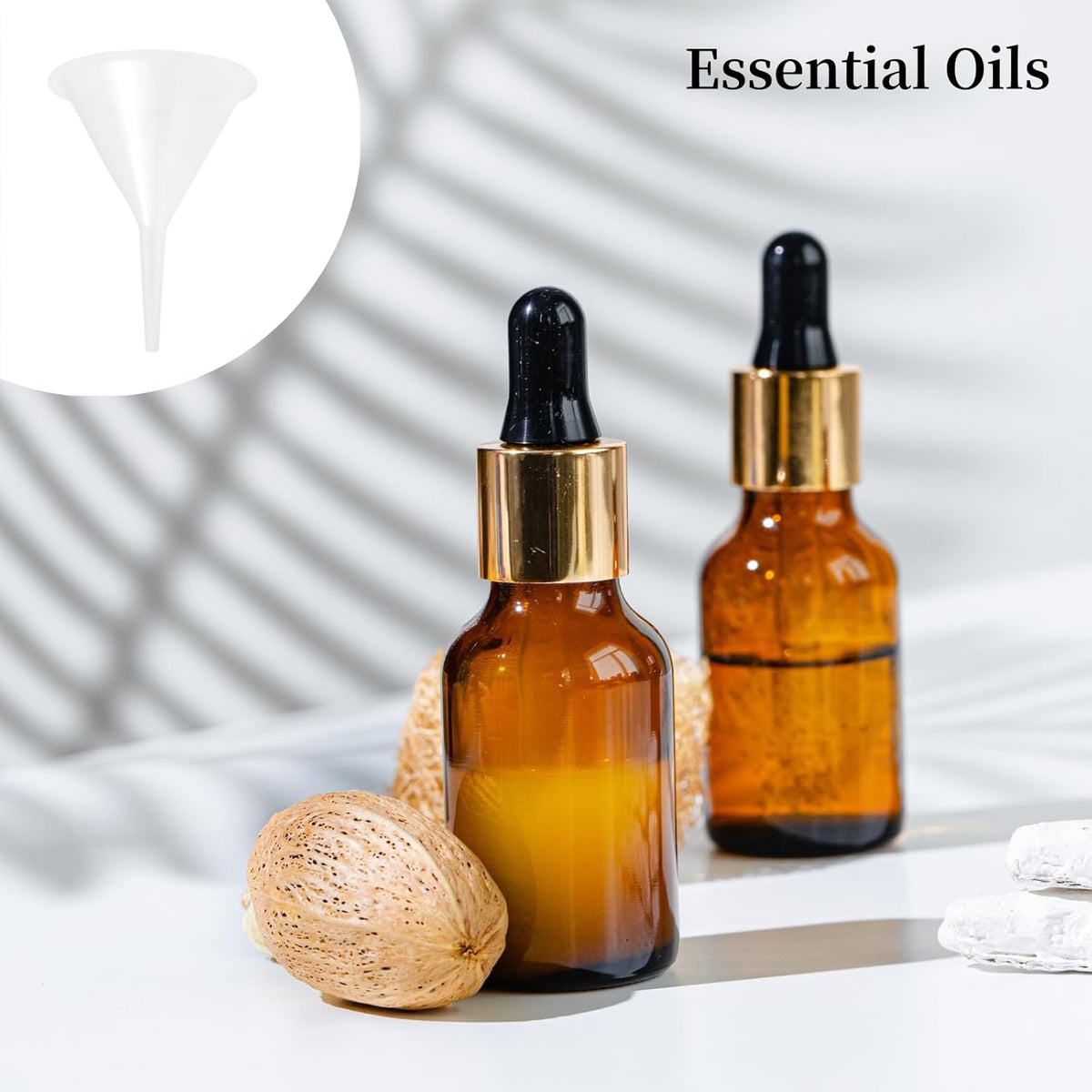 12 Pcs Small Funnel & Mini Funnel 1.57" Opening, 0.1" Narrow Tip for Essential Oils, Perfumes, Capsules & Mini Bottles (Polypropylene, 2.17" Height)