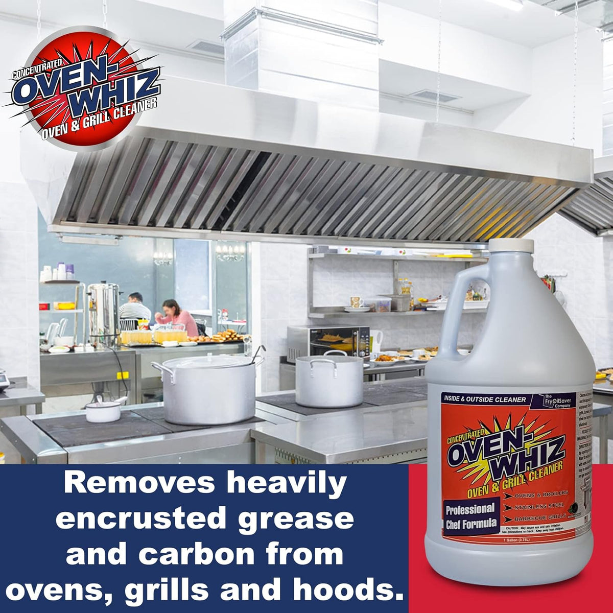 1 Gallon (128 Oz.) Oven-Whiz Oven & Grill Cleaner by FryOilSaver Co., Removes Tough Stains, Carbon, Grease & Food Burnt for BBQ Grills, Ovens, Grates for Home Kitchens, Restaurant, Food Trucks & Diner