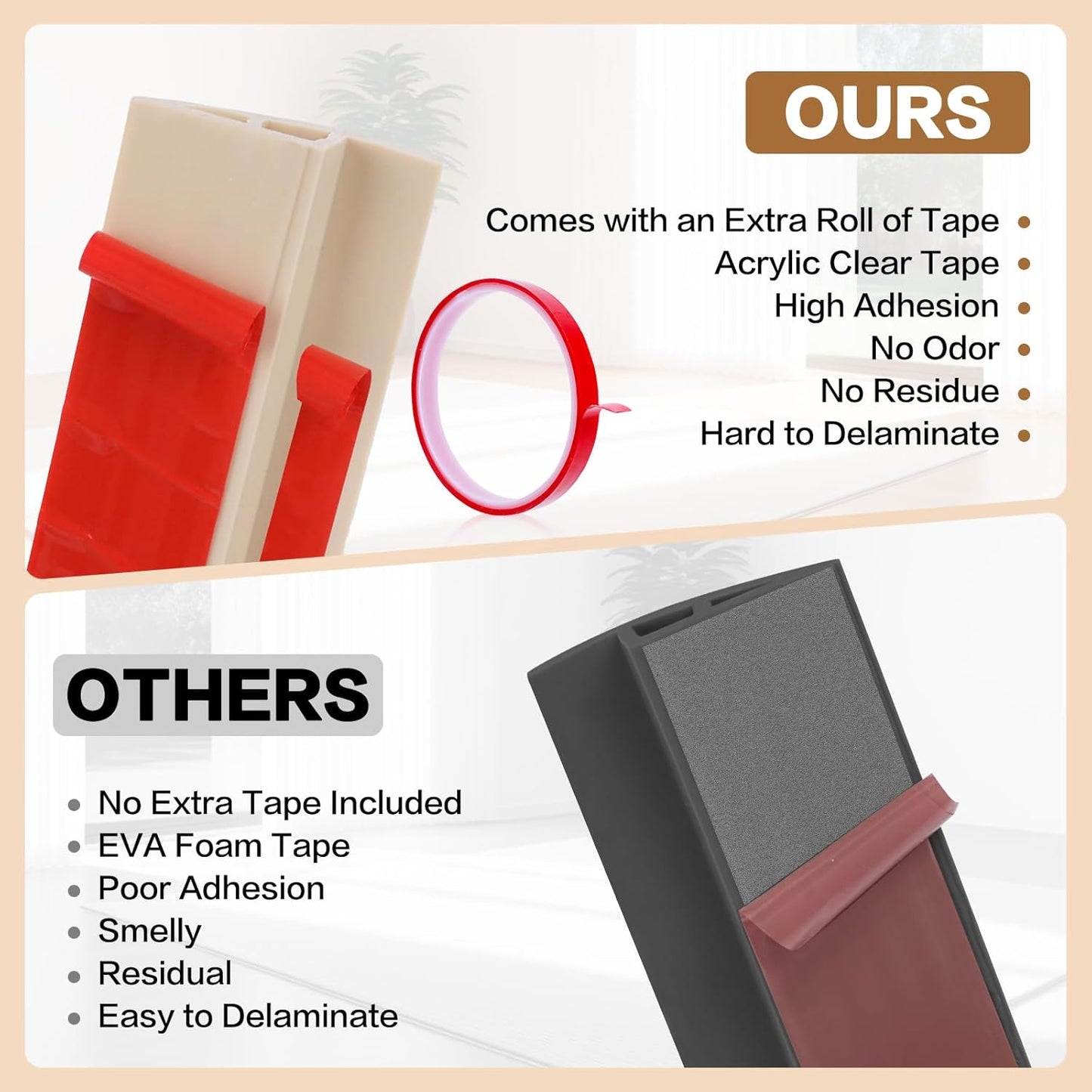 Floor Transition Strip Vinyl Door Threshold Ramp Self Adhesive Carpet Edging Strip Doorway Edge Trim, Overlap Edge Reducer for Laminate Carpet, Floor, Tile (Light Yellow Grain, 3/5" to 4/5", 6.6Ft)
