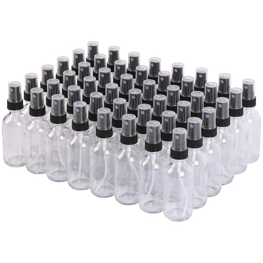 Clear Glass Small Spray Bottles 2 oz 48 Packs,Fine Mist Sprayer Pretty Finish,Refillable Containers mini spray bottles for Cleaning Solutions and Skin Care (Clear 48Pack)