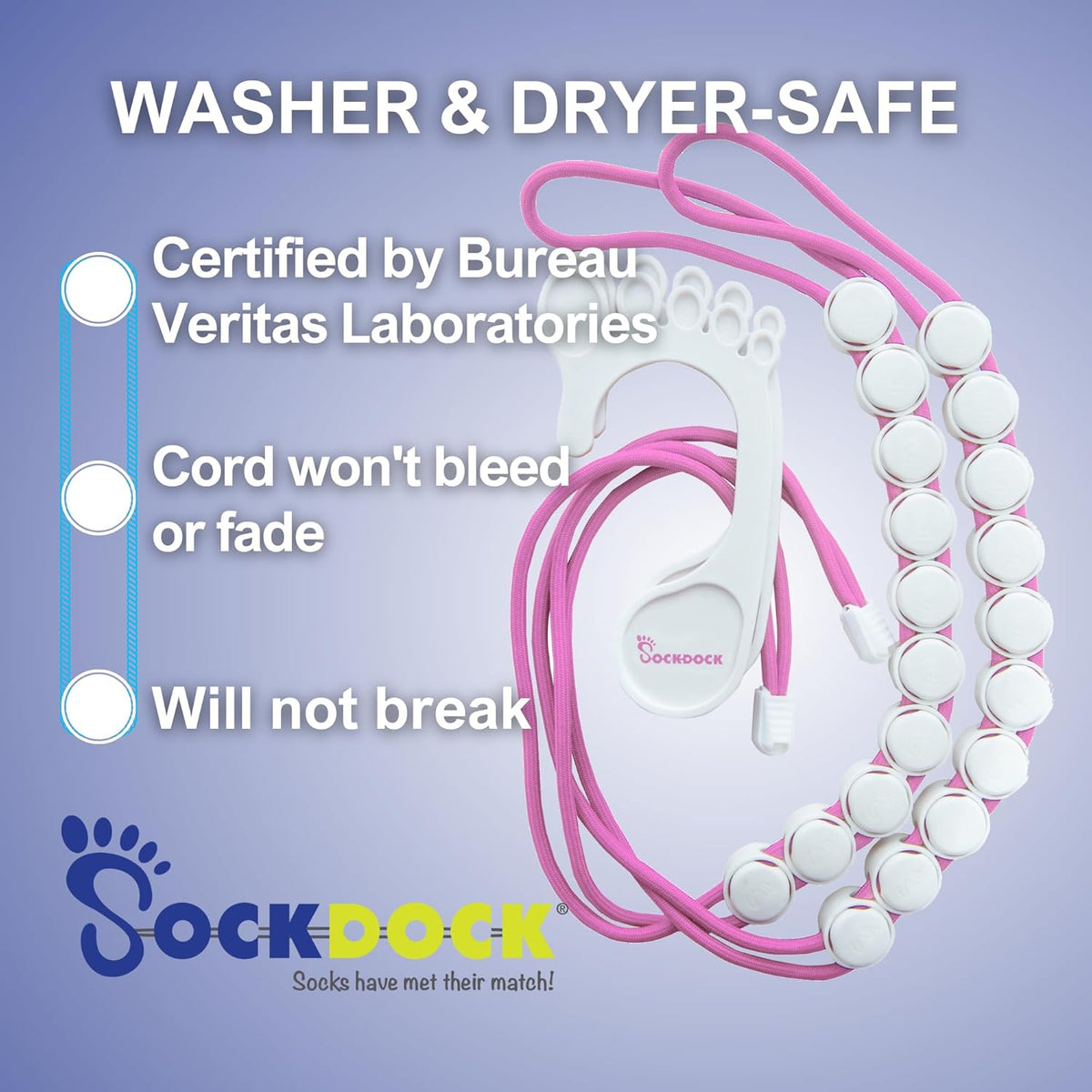 Sock Laundry Solution for Washing Drying & Storing Socks in Pairs, Clip & Hold Socks in Washer Dryer & Closet 2-Pack