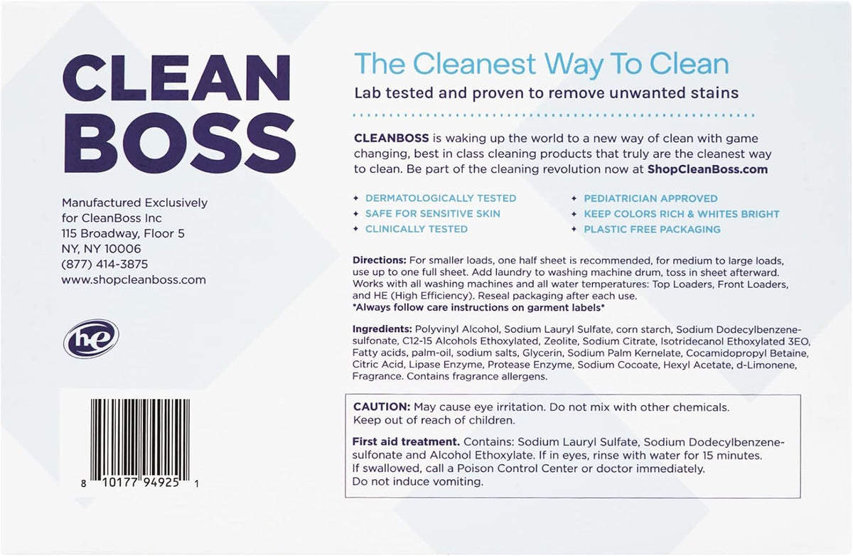 CleanBoss Laundry Detergent Smart Sheets - 60 Sheets