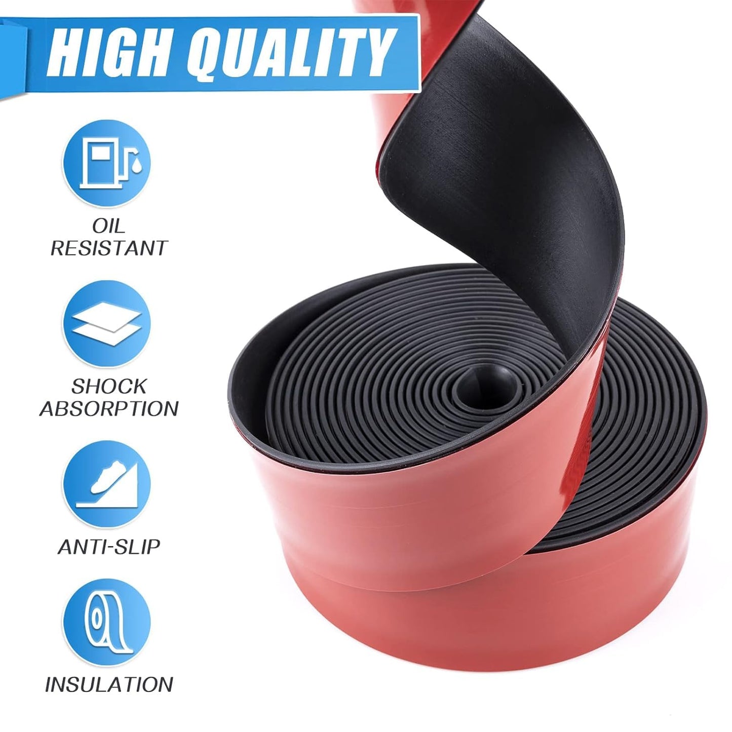 Adhesive Rubber Strips Neoprene Rubber Sheets, Rolls & Strips with Adhesive Backing Rubber Pads Self Stick Seal Rubber Gasket Adhesive Back for Matting Padding - 2" Wide x 1/5" Thick x 10' Long