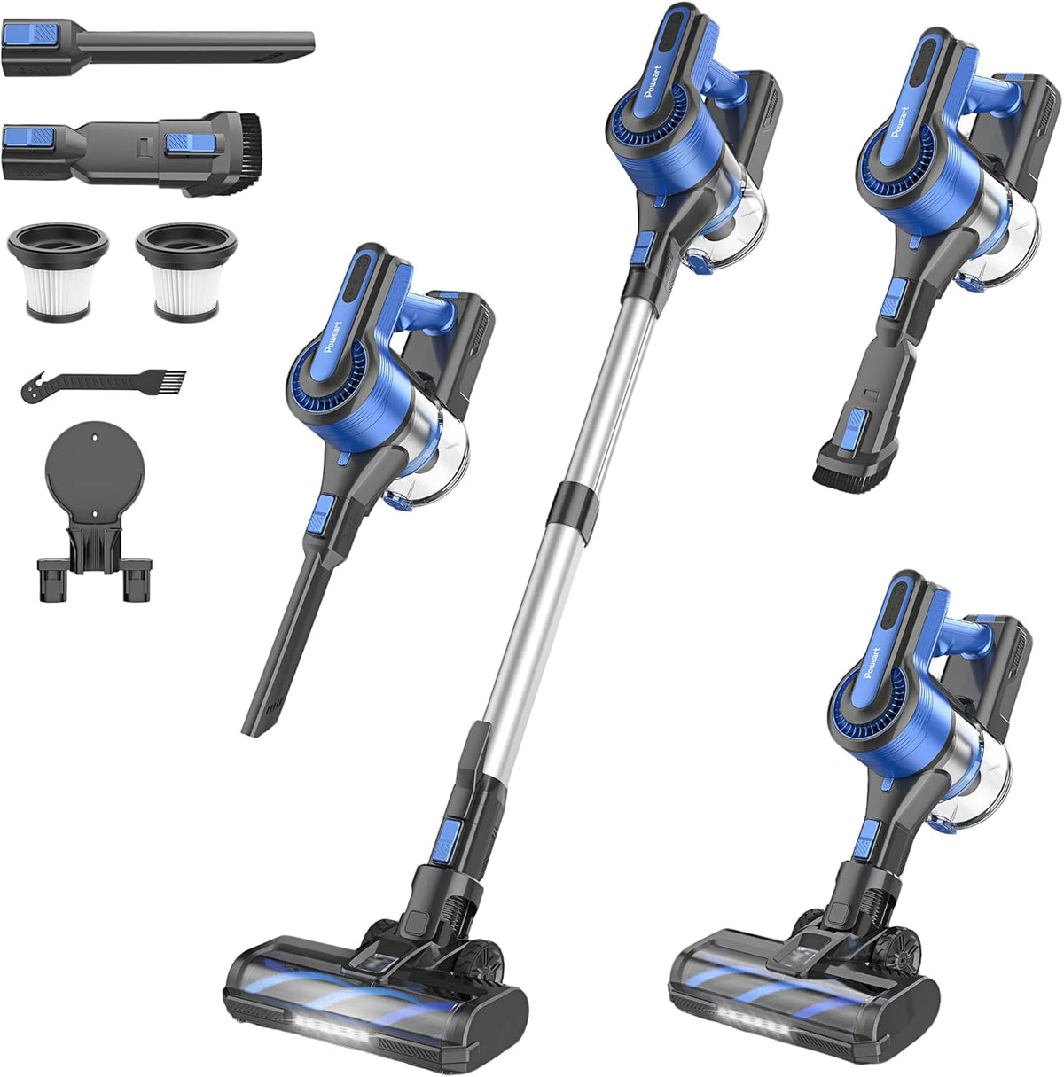 Cordless Vacuum Cleaner for Home, 45Kpa Lightweight Stick Vacuum with Powerful Suction, Rechargeable Battery Up to 50mins, Handheld Vacuum Cleaners for Carpets, Pet Hair，Hardwood Floors - Blue
