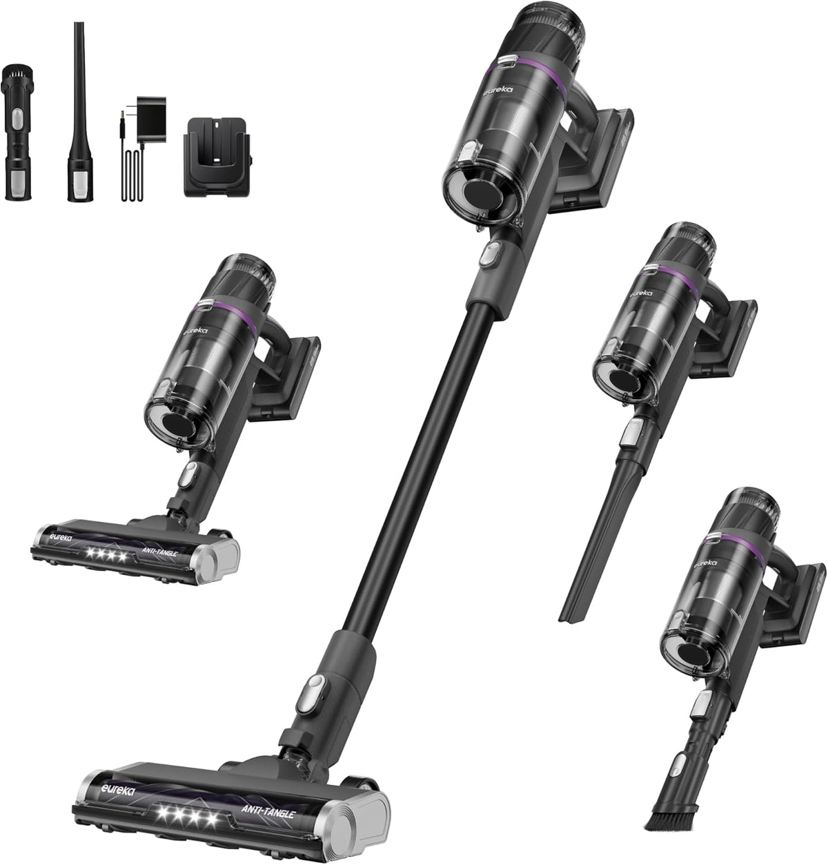 Eureka Cordless Stick Vacuum Cleaner ReactiSense 440, 60-Min Runtime, Anti-Tangle Brushroll, Intelligent Sensing Technology, Ideal for Pet Hair, HardFloors & Carpets