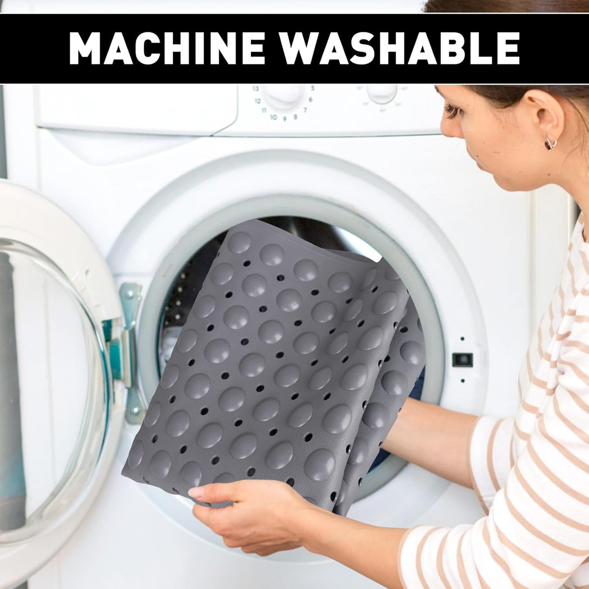 Shower Mat Non Slip: 47.2 x 31.5 Inch Extra Large TPE Shower Mats for Inside Shower - Anti Slip Shower Stall Matt with Drain Hole and Suction Cups for Elderly