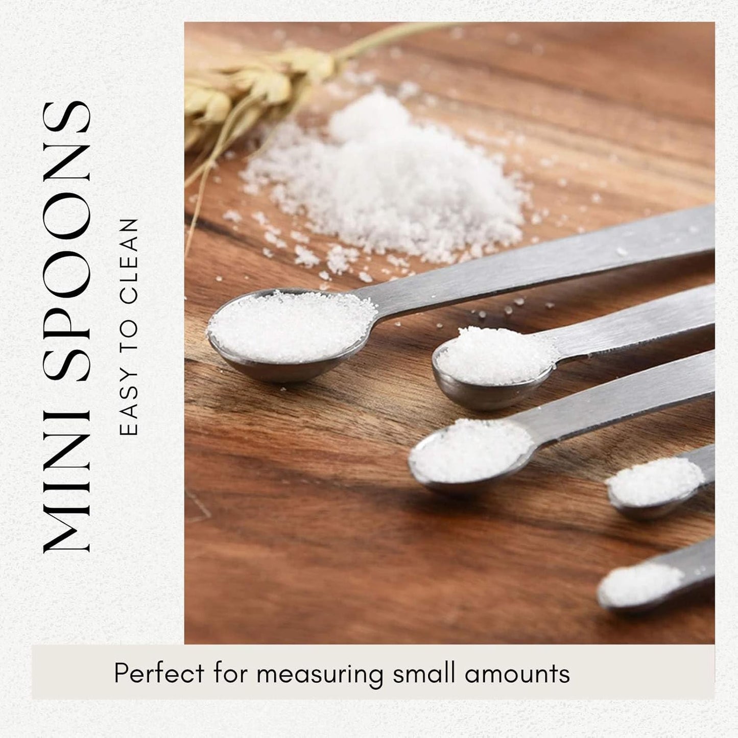 5Pcs Teaspoon Measuring Spoons, 1/4 tsp, 1/8 tsp, 1/16 tsp, 1/32 tsp, 1/64 tsp Metal Measuring Spoons Set, Stainless Steel Cooking Baking Tiny Measuring Spoon for Powders, Spices, Salt