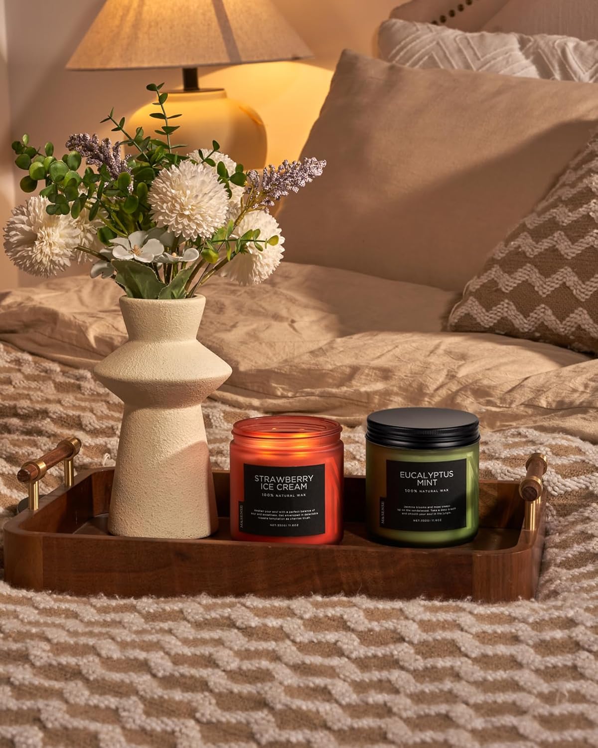 M&SENSE Natural Soy Candles for Home Strawberry Ice Cream Scented, 11.6oz 70 Hours Long Burning Hand Poured Candles Home Decor Housewarming Gift for Women and Men