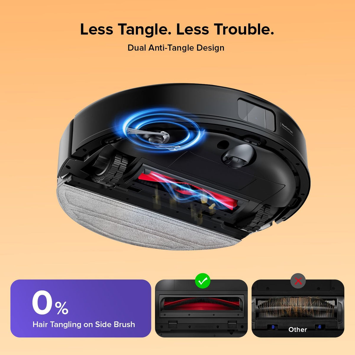 roborock Q10 S5 Robot Vacuum and Mop Cleaner, 10000Pa HyperForce Suction, Dual Anti-Tangle System, Auto-Lifting Mop, ReactiveTech Obstacle Avoidance, App Control, for Pet Hair and Carpet, Black