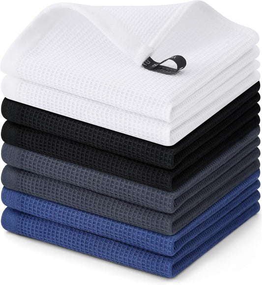 Homaxy 100% Cotton Waffle Weave Dish Cloths - 8 Pack Soft and Absorbent Dish Towels - 12 x 12 Inches Quick Dry Dish Rags - Multiple Colour