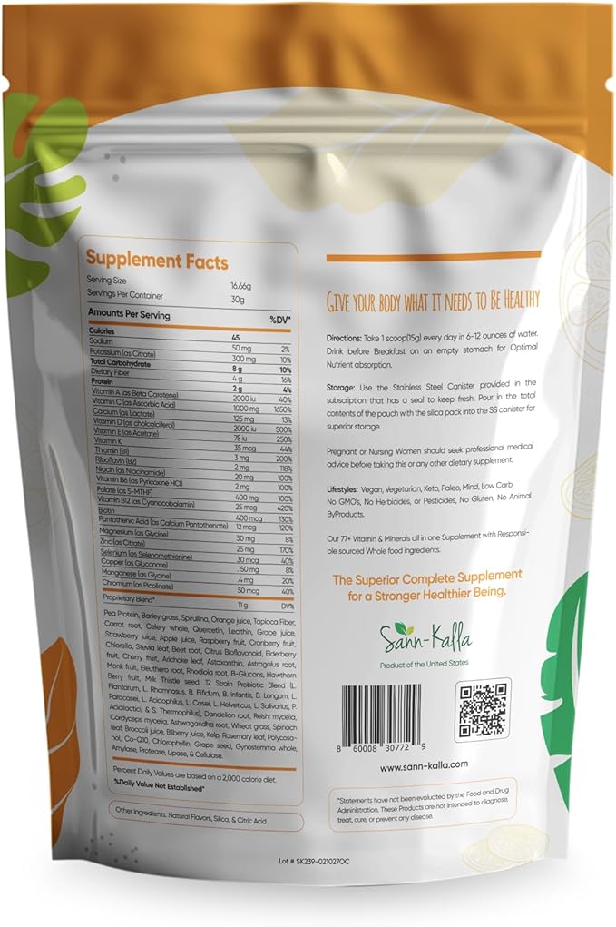 Reds and Greens Superfood Powder Nootropics, Improve Gut Health, Multivitamin, Probiotic, Gluten Free, Vegan and Keto Friendly, Full Serving of Vegetables, Essential Nutrients – 30 Servings