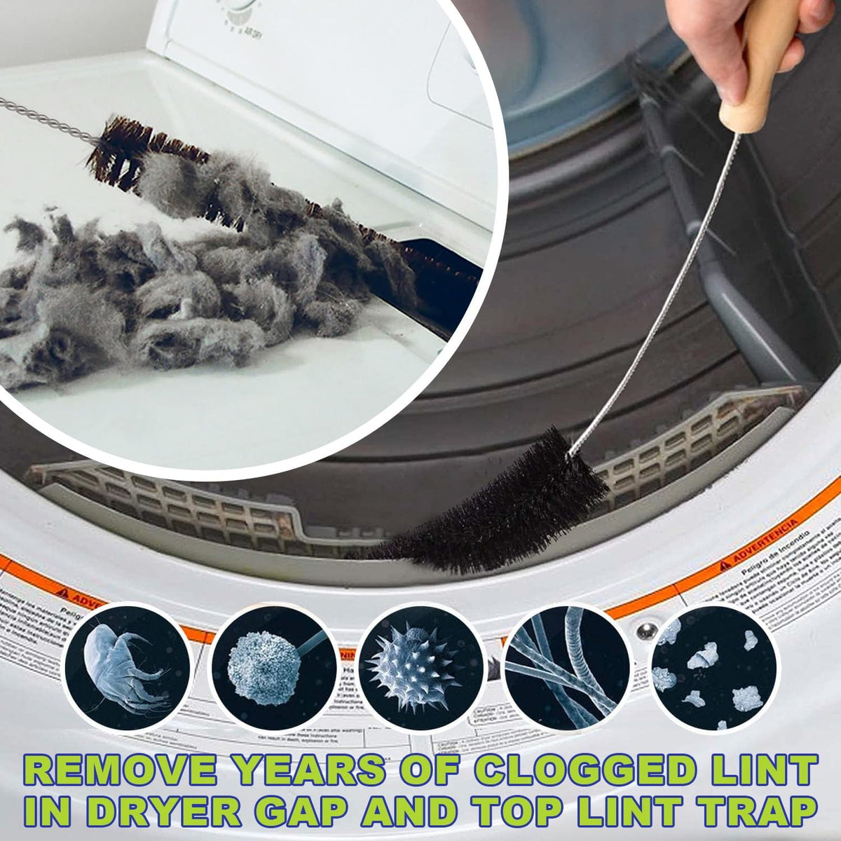 Sealegend Dryer Vent Cleaner Kit Dryer Lint Vac Attachment with Brush, Lint Remover, Dryer Vent Vacuum Hose Cleaning Tools, Blue