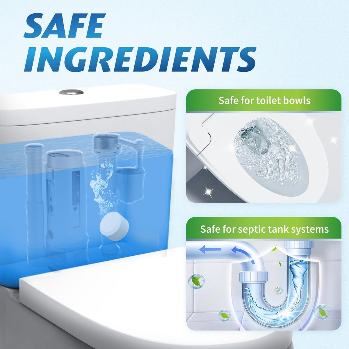 Toilet Bowl Cleaner Tablets - 40 PCS Automatic Bleach Toilet Cleaner Tablets, Slow-Releasing Deodorizing & Descaling, Powerful Bathroom Tank Cleaner