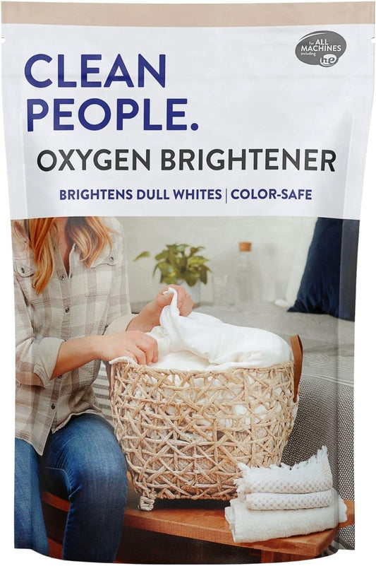 The Clean People Oxygen Brightener Stain Remover | Bleach Alternative, Simple Ingredients, Brightens Dull Whites AND Colors | 79 oz