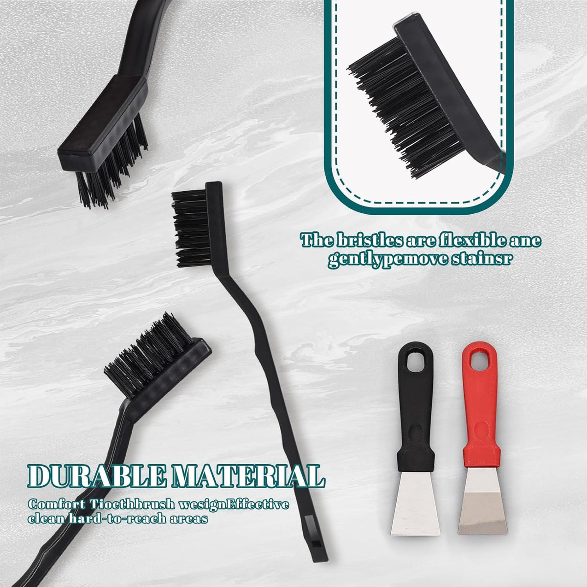 24 Pcs Mini Nylon Brush Set, Nylon Scratch Brush with Curved Handle, Cleaning Weld Slag and Rust