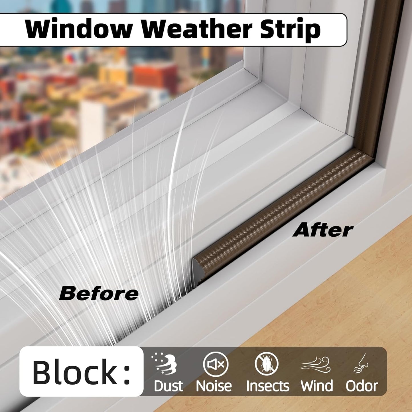 196" Wedge Weather Stripping Door Seal Strip for Door Frame & Window,Self Adhesive Window Insulation Draft Stopper Seal for Winter,Gray Foam Door Gap Filler for Soundproofing Light Blocker,Brown