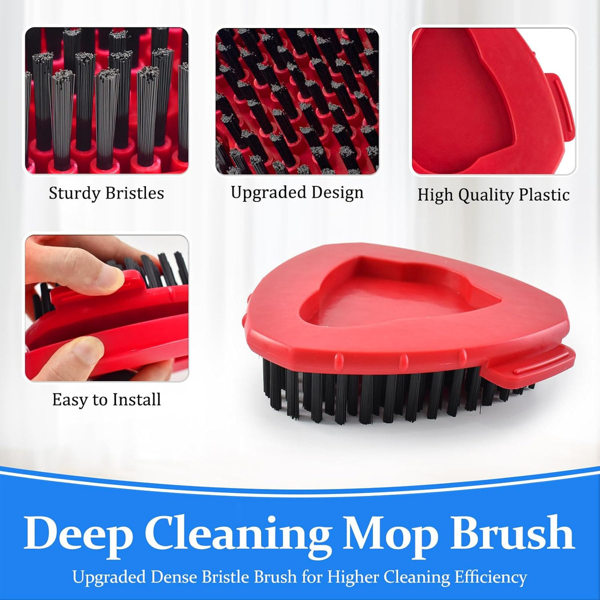 Mop Handle for Ocedar, Spin Mop Handle Replacement for O Cedar, 4 Section 30" to 58" Mop Handles for Ocedar Spin Mop, Include Mop Stick, Upgrade Mop Scrubber Head and Mop Base for Cedar Mop