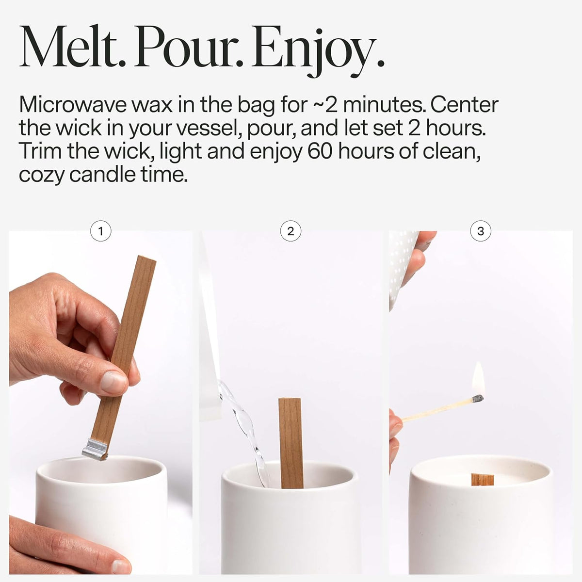 Siblings Candle Making Kit | DIY Coconut-Soy Wax Candle Kit with Wooden Wick | Scent No 08: Honeysuckle, Peony, Amber | Clean, Non-Toxic, Reusable, 60 Hr Burn
