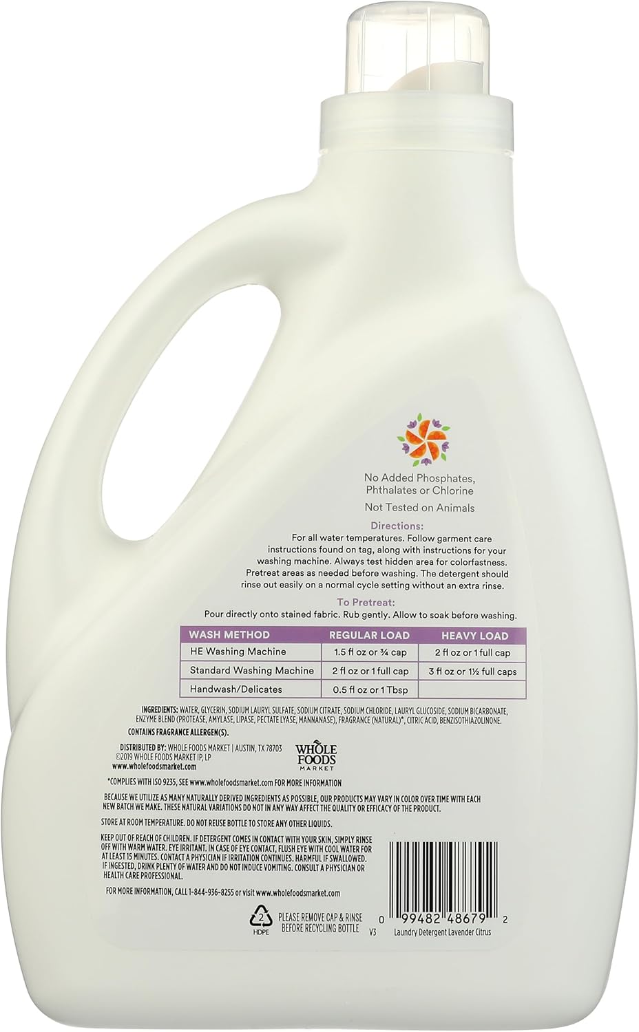 365 by Whole Foods Market, Concentrated Laundry Detergent, Lavender Citrus Scent, 66 HE Loads, 100 Fl Oz