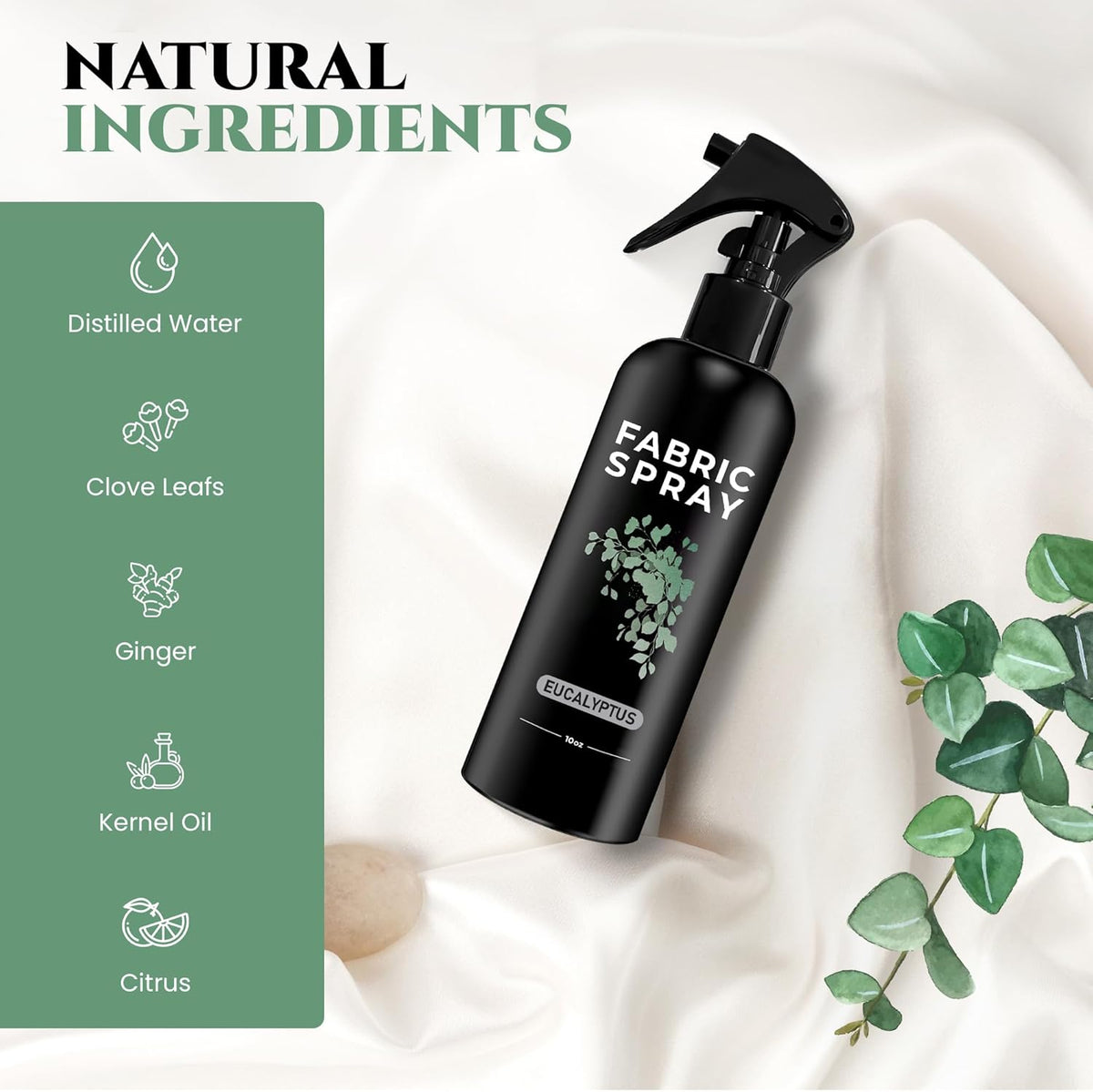 605Products Eucalyptus Fabric Spray and Linen Spray - Carpet Deodorizer - Natural Pillow Spray made with Essential Oils - Mist Fabric Refresher Spray - Long Lasting Bed Freshener Spray (10oz)