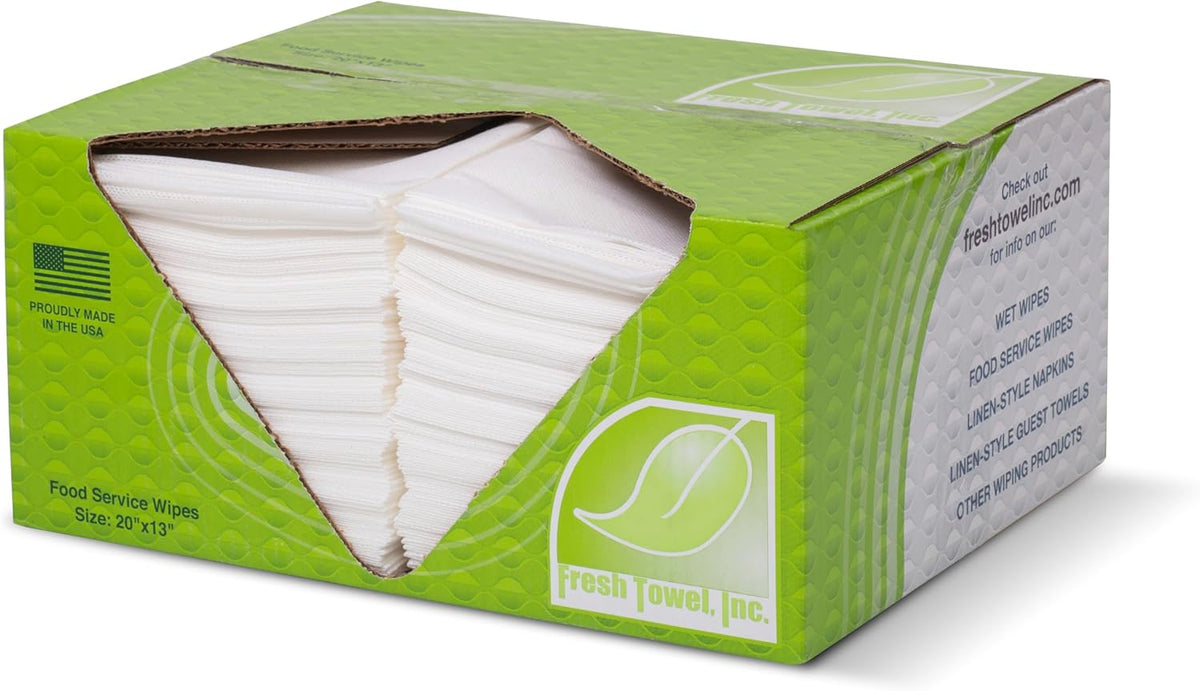Fresh Towel Foodservice Reusable Paper Towels - 1/4 Fold, 13 x 20 inches - (1 Case of 150) All Purpose Cleaning Towels (White)