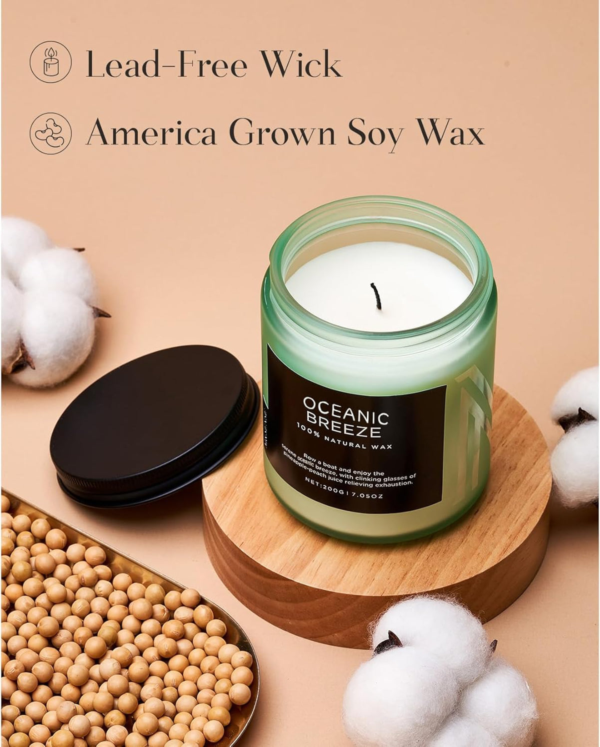 M&SENSE Candle Oceanic Breeze Scented Candle, Long Lasting Pineapple & Mango Scented Natural Soy Wax Candles 7.05oz 50 Hours Burn for Home Scented, Stress Relief Gifts for Women/Men