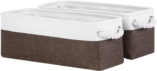 DULLEMELO Toilet Paper Storage Basket, Toilet Tank Basket with Rope Handles for Bathroom Storage