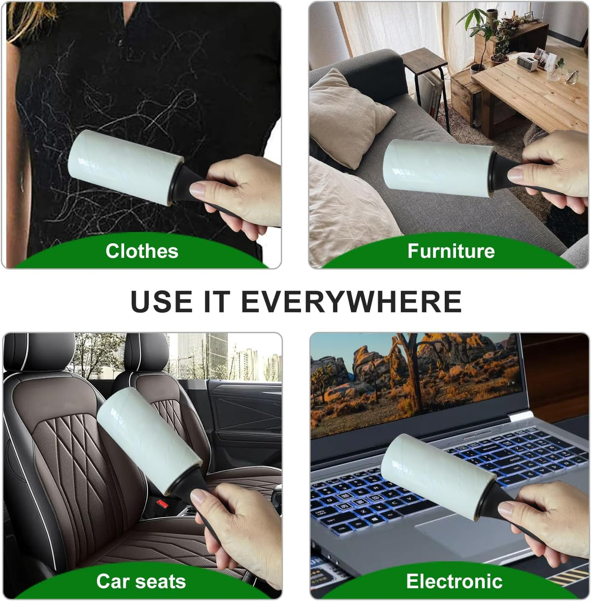 Lint Rollers for Pet Hair Extra Sticky, 600 Sheets Value Set Lint Roller with 2 Upgraded Handles, 6 Rollers Portable Pet Lint Remover for Clothes, Furniture, Carpet, Dog & Cat Hair Removal
