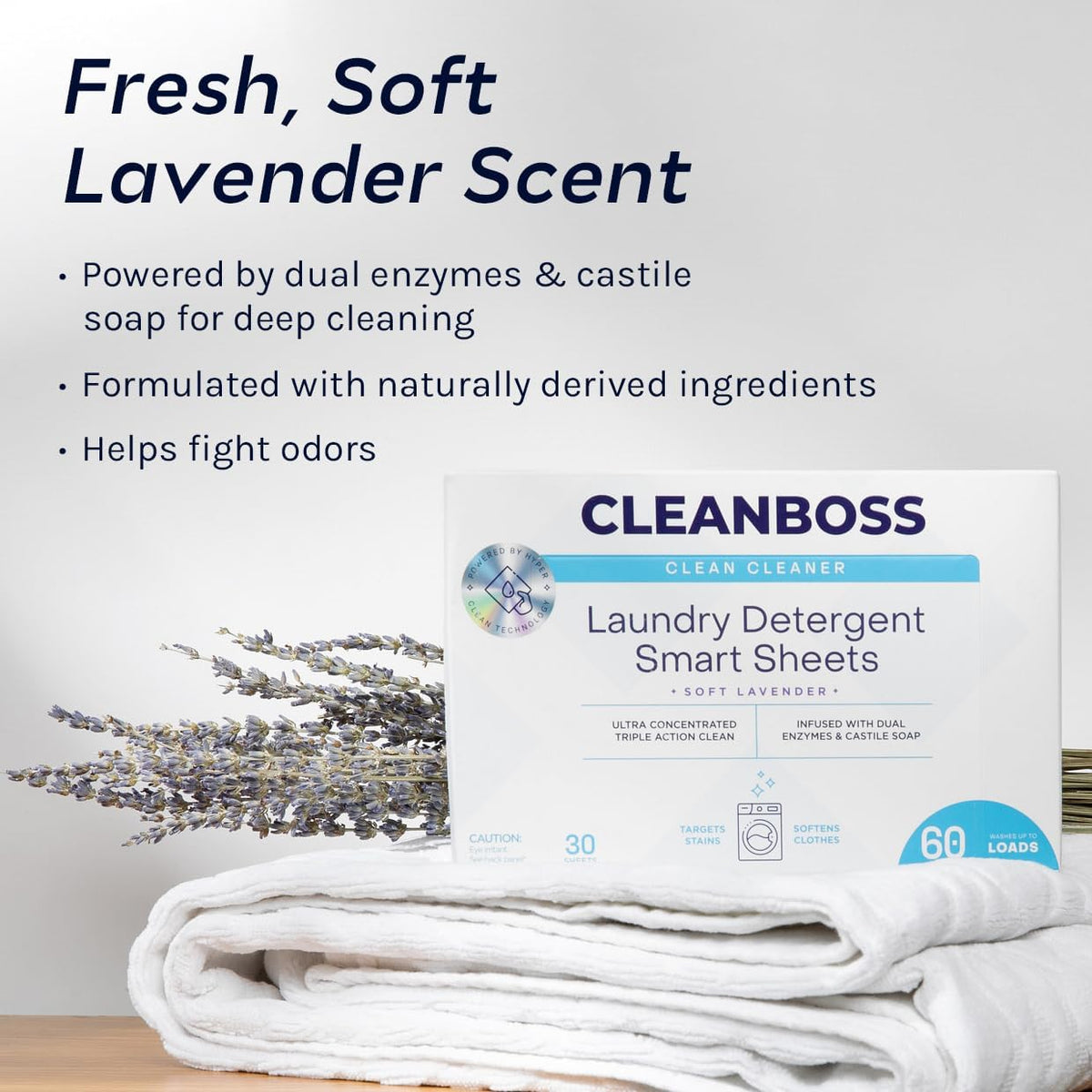 CleanBoss Laundry Detergent Smart Sheets - 60 Sheets