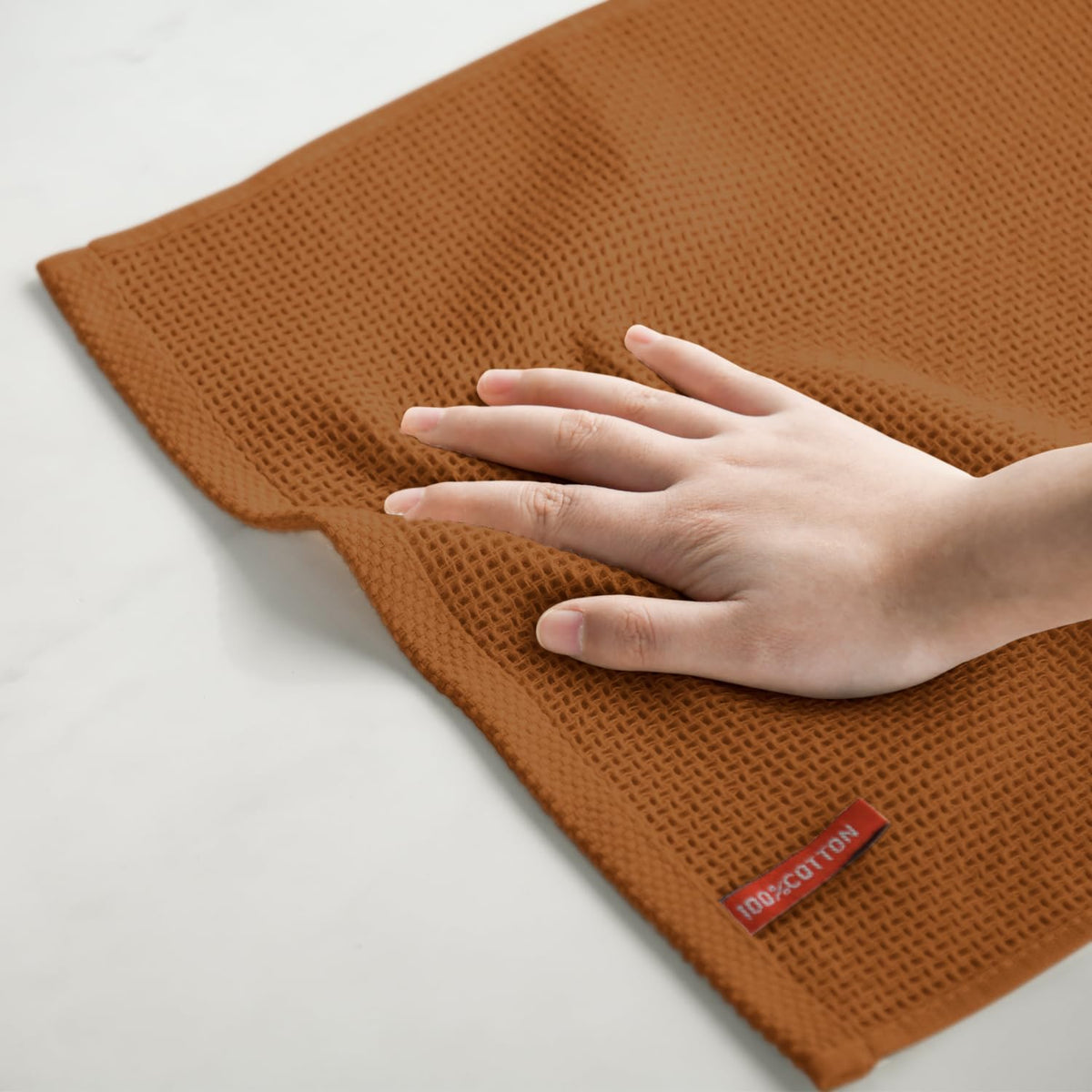 Artoid Mode 100% Cotton Caramel Waffle Weave Kitchen Dish Cloths, 13x28 Inch Ultra Soft Absorbent Quick Drying Kitchen Dish Towels Set of 4