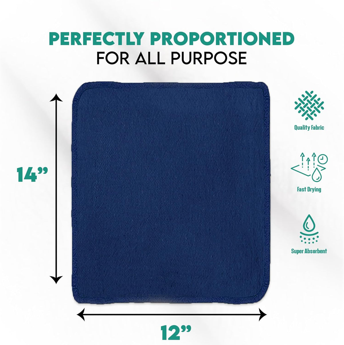 ZUPERIA Cotton Shop Towel – Multipurpose Cleaning Cloths (14" x 12" - Pack of 150 - Blue) Reusable Shop Rags for Automobiles, Industrial, Restaurants, Garage, and Homes