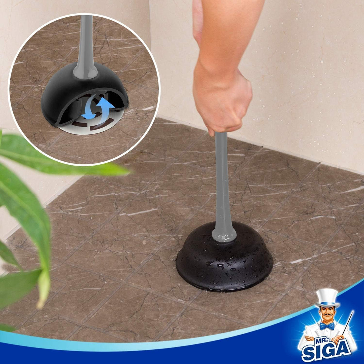 MR.SIGA Toilet Plunger and Bowl Brush Combo for Bathroom Cleaning, Gray, 2 Sets