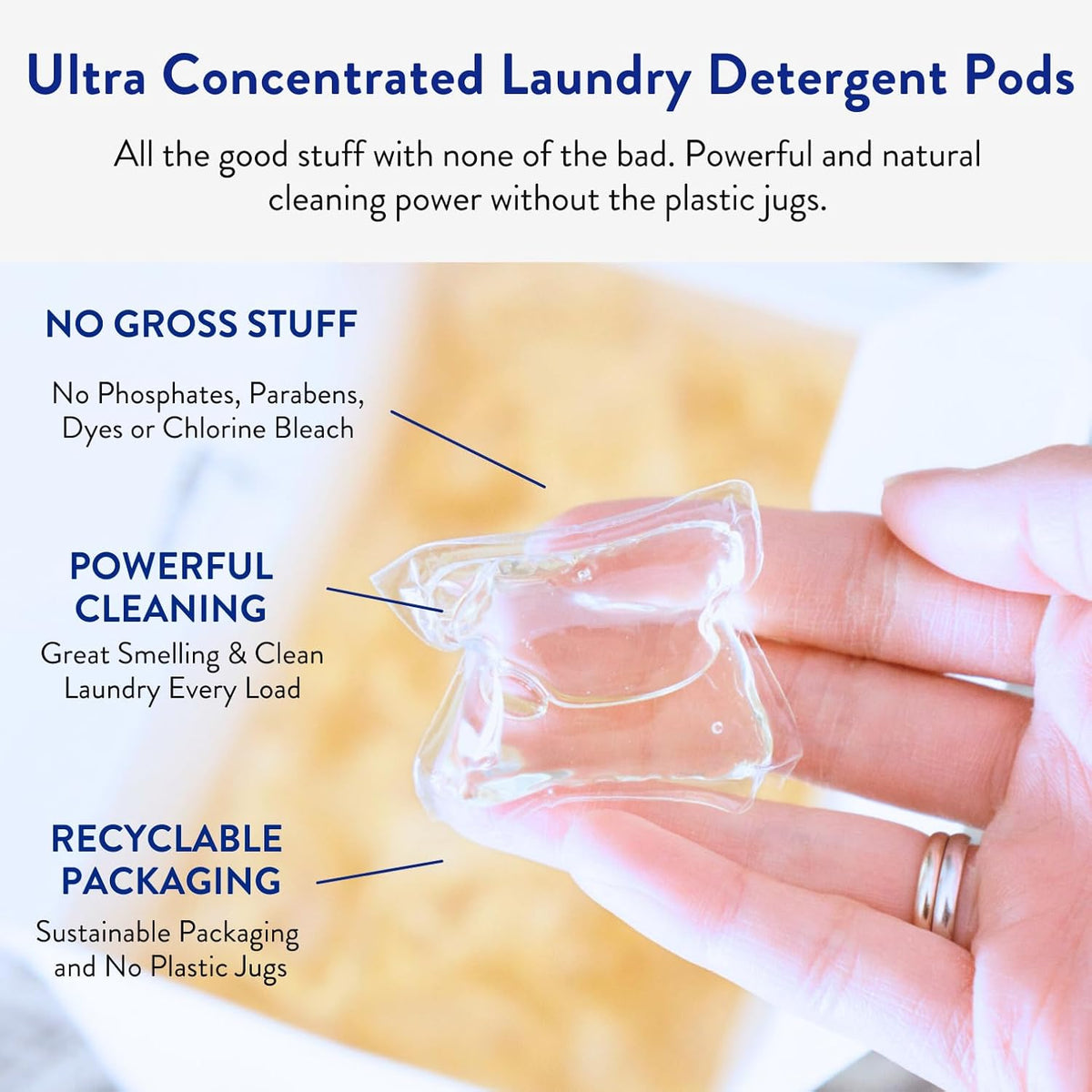 The Clean People Laundry Detergent Pods - Hypoallergenic Laundry Pods - Ultra Concentrated, Recyclable Packaging, Stain Fighting - Spring Scent, 32 Pack