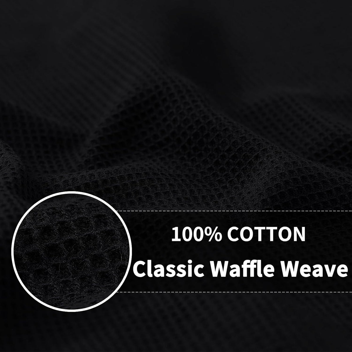 Homaxy 100% Cotton Waffle Weave Dish Cloths - 12 Pack Soft and Absorbent Dish Towels - 12 x 12 Inches Quick Dry Dish Rags - Black