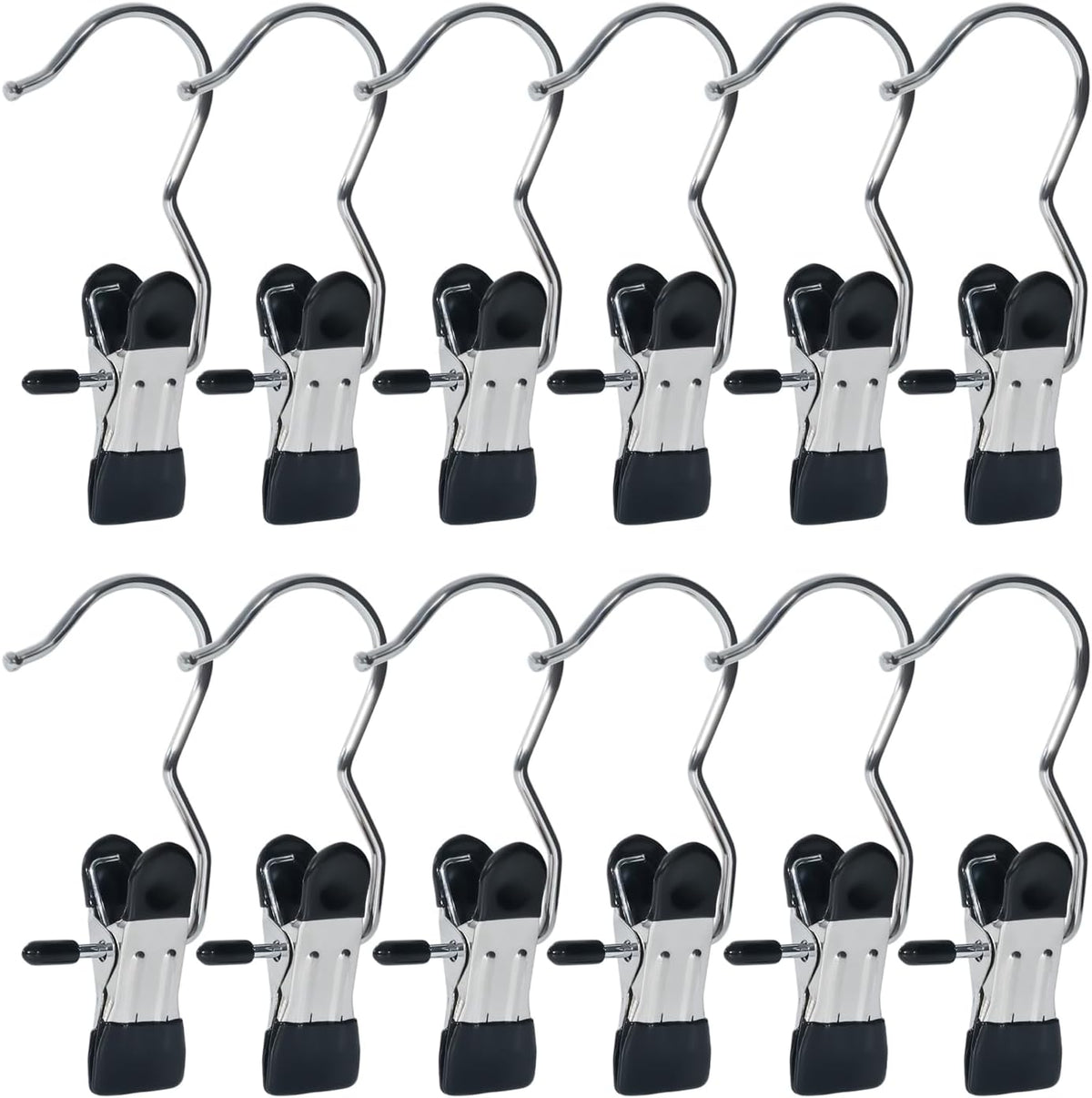 15/30Pcs Upgrade Double Head Clamp Dipped Clothespin for Laundry Hooks with Clips, Boot Holder, Hanging Clips, Portable Multifunctional Hangers Single Clip Space Saving for Jeans, Hats (15, Black)